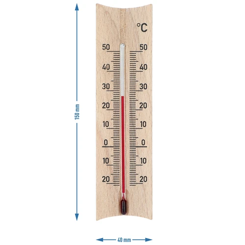Houten kamertemperatuurmeter (-20 tot +50°C), 15 cm, mix - 6 ['binnen thermometer', ' kamertemperatuurmeter', ' thermometer voor binnen', ' huistemperatuurmeter', ' thermometer', ' houten kamertemperatuurmeter', ' thermometer met duidelijke schaal', ' thermometer met versterkte capillair']