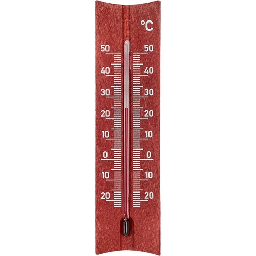 Houten kamerthermometer (-20 tot +50°C), mahoniekleur, 15 cm  - 1 ['binnen thermometer', ' kamerthermometer', ' thermometer voor binnen', ' huiskamerthermometer', ' thermometer', ' houten kamerthermometer', ' thermometer met duidelijke schaal', ' thermometer met versterkte capillair']