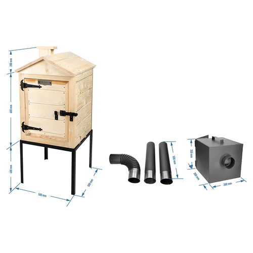 Houten rookkast 60 cm, met vuurhaard - 6