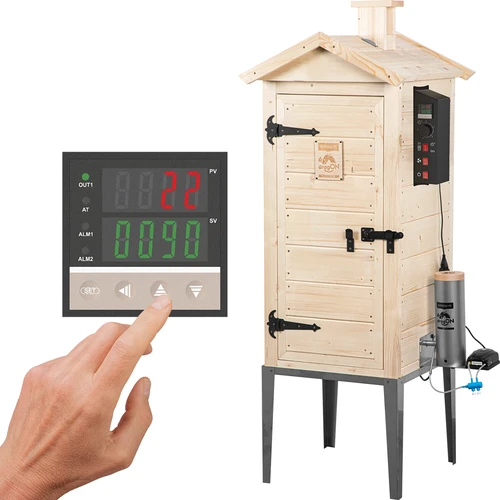Houten tuinrokerij 200 L – dragON Wood 100E met elektrische verwarmingsmodule en controller  - 1 ['roken', ' eenvoudige rokerijen', ' elektrische rokerij', ' rokerij met bedieningspaneel', ' voordelen van roken met een controller', ' houten rokerij', ' tuinrokerij', ' beste rokerij', ' rokerij met controller', ' hoe te roken', ' welke rokerij te kopen', ' zelfgemaakte vleeswaren', ' rokerij van 200 L', ' hoge rokerij', ' ruime rokerij', ' rokerij met rookgenerator', ' roken met rook', ' rookgenerator voor roken', ' rookchips voor roken', ' nieuwigheden voor roken', ' professioneel roken', ' eenvoudig roken', ' hoe een elektrische rokerij te gebruiken']