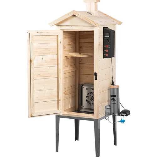 Houten tuinrokerij 200 L – dragON Wood 100E met elektrische verwarmingsmodule en controller - 2 ['roken', ' eenvoudige rokerijen', ' elektrische rokerij', ' rokerij met bedieningspaneel', ' voordelen van roken met een controller', ' houten rokerij', ' tuinrokerij', ' beste rokerij', ' rokerij met controller', ' hoe te roken', ' welke rokerij te kopen', ' zelfgemaakte vleeswaren', ' rokerij van 200 L', ' hoge rokerij', ' ruime rokerij', ' rokerij met rookgenerator', ' roken met rook', ' rookgenerator voor roken', ' rookchips voor roken', ' nieuwigheden voor roken', ' professioneel roken', ' eenvoudig roken', ' hoe een elektrische rokerij te gebruiken']