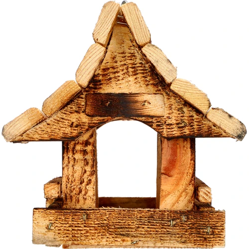 Houten vogelvoederhuis, gebrand, bergchalet - 4 ['vogelhuisje', ' vogelhuis', ' vogels voeren', ' houten voederhuis', ' gebrand voederhuis']