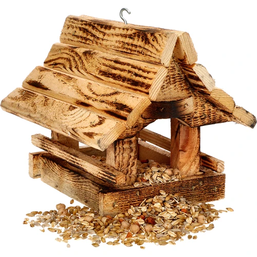 Houten vogelvoederhuis, gebrand, bergchalet - 5 ['vogelhuisje', ' vogelhuis', ' vogels voeren', ' houten voederhuis', ' gebrand voederhuis']