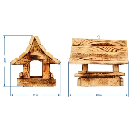 Houten vogelvoederhuis, gebrand, bergchalet - 6 ['vogelhuisje', ' vogelhuis', ' vogels voeren', ' houten voederhuis', ' gebrand voederhuis']