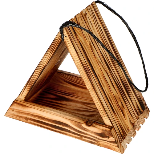 Houten vogelvoederhuisje - driehoekig - 2 ['vogelhuisje', ' vogelhuis', ' vogels voeren', ' houten voederhuisje', ' gebrand voederhuisje']