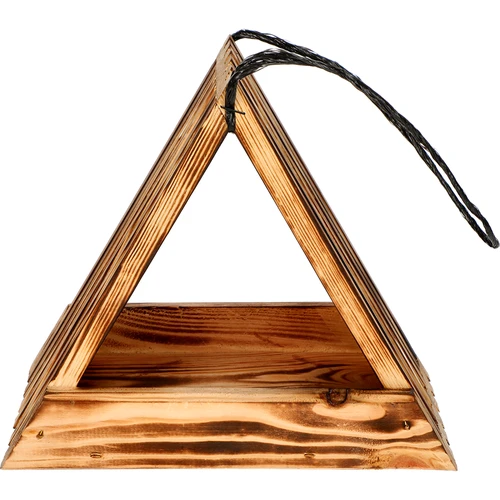 Houten vogelvoederhuisje - driehoekig - 4 ['vogelhuisje', ' vogelhuis', ' vogels voeren', ' houten voederhuisje', ' gebrand voederhuisje']