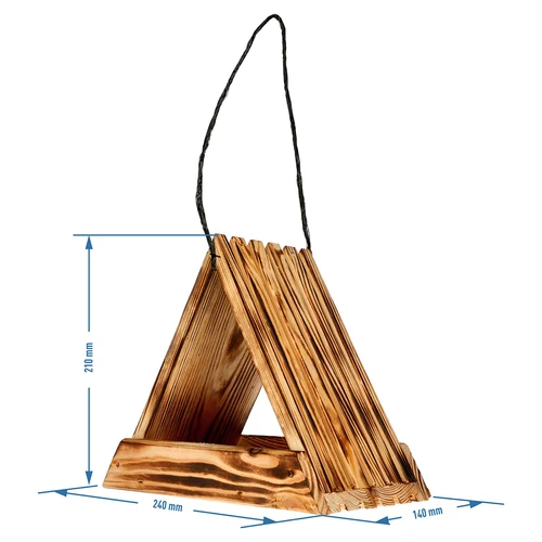 Houten vogelvoederhuisje - driehoekig - 8 ['vogelhuisje', ' vogelhuis', ' vogels voeren', ' houten voederhuisje', ' gebrand voederhuisje']