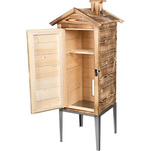 Houtgestookte rookkamer - van vurenhout, 200 L, met roestvrijstalen onderstel - 2