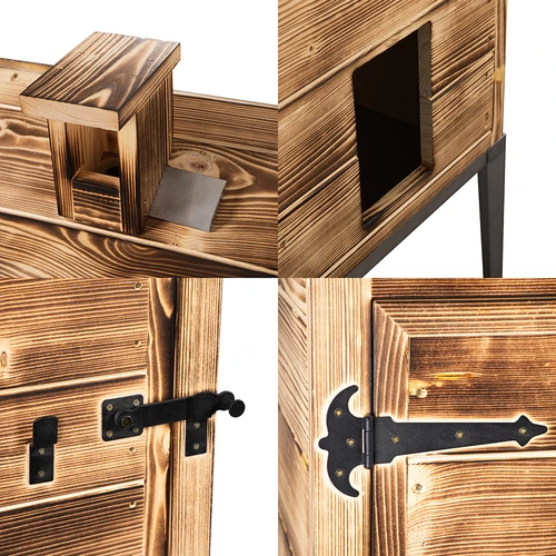 Houtgestookte rookkamer - van vurenhout, 200 L, met roestvrijstalen onderstel - 4