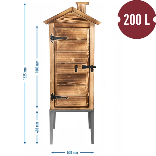 Houtgestookte rookkamer - van vurenhout, 200 L, met roestvrijstalen onderstel - 5