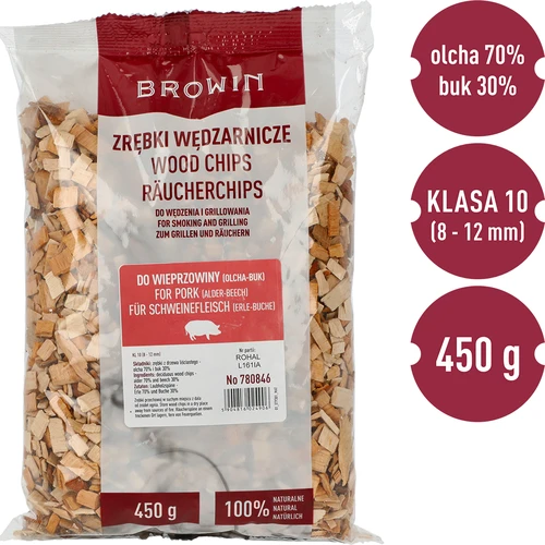 Houtsnippers voor roken/grillen van varkensvlees - mix (70% els, 30% beuk), 450 g, kl.10 - 3