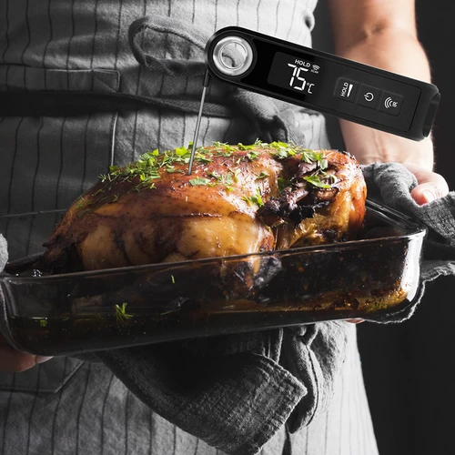 Infrarood keukenthermometer, compact, met inklapbare sonde - 13 ['keukenthermometer', ' voedselthermometer', ' voor koken', ' voor roken', ' voor bakken', ' vleesthermometer', ' gebakthermometer', ' universele thermometer', ' beste keukenthermometer', ' thermometer met sonde', ' infraroodthermometer', ' keukenthermometer', ' cadeau-idee']
