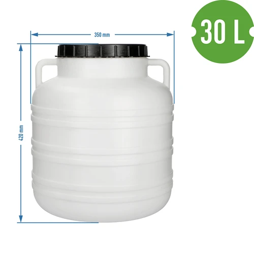 Ingelegde Groente Vat 30L - wit, handvatten - 8 ['vat voor kool', ' vat voor fermentatie', ' vat voor ingelegde groenten', ' ingelegde groente', ' kool', ' komkommers', ' vat met deksel']