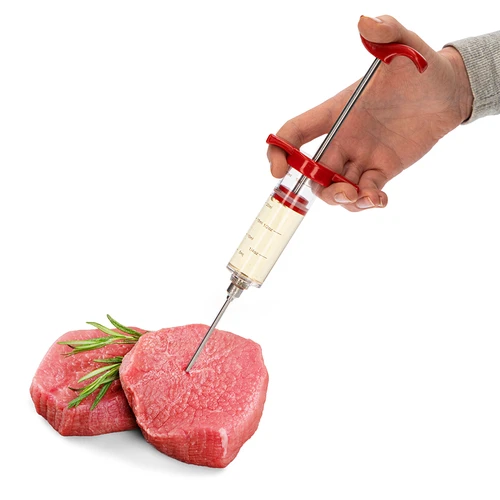 Injectiespuit 30ml + 3 naalden + reiniger - 9 ['huisgemaakte vleeswaren', ' huisgemaakte vleeswarenproductie', ' zelfgemaakte vlees- en vleeswarenproductie', ' ham', ' schouderham', ' eigen vleeswaren', ' vlees', ' zelfgemaakte producten', ' diner', ' vlees pekelen', ' injecteren', ' injectoren', ' vleesspuit', ' roestvrijstalen naalden', ' injectienaald', ' pekelen', ' onvoldoende pekelen', ' grijze vlekken in vleeswaren', ' roken']