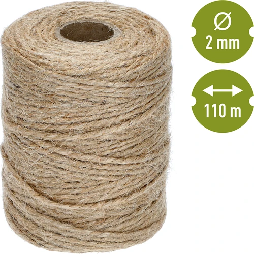 Jute touw 2 mm/110 m/250 g - 4 ['jute touw', ' jute koord', ' touw voor tomaten', ' touw voor komkommers', ' natuurlijk touw', ' ecotouw', ' touw voor macramé', ' bindtouw', ' touw voor handwerk']
