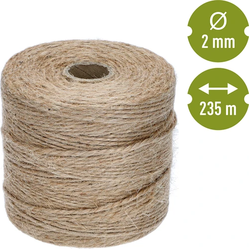 Jute touw 2 mm/235 m/500 g - 4 ['jute touw', ' jute koord', ' touw voor tomaten', ' touw voor komkommers', ' natuurlijk touw', ' ecotouw', ' touw voor macramé', ' bindtouw', ' touw voor handwerk']