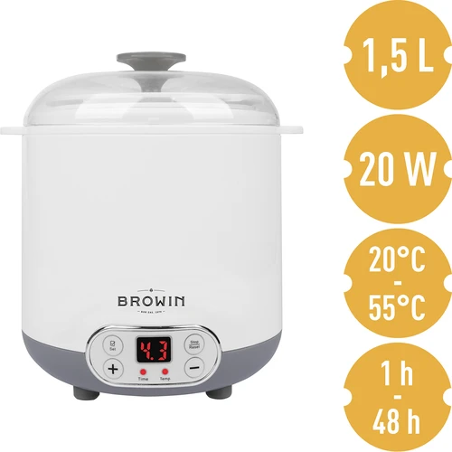 Kaas-yoghurtmaker met thermostaat 1,5 L - 5 ['zelfgemaakte yoghurt', ' voor yoghurt', ' voor kaas', ' veganistische yoghurt', ' Griekse yoghurt', ' ontbijtkazen', ' yoghurtapparaat', ' hoe maak je yoghurt']
