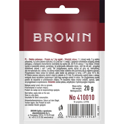 Kaliumnitraat voor het pekelen van vlees, 20 g - 2 ['pekelzout', ' conserveren van vlees', ' voor rundvlees', ' voor varkensvlees', ' voor kalfsvlees', ' verlenging van de houdbaarheid van vlees', ' voor het pekelen van ham']