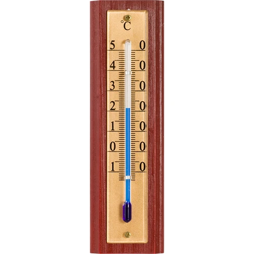 Kamertemperatuurmeter met gouden schaal (-10°C tot +50°C) 12cm  - 1 ['binnen thermometer', ' kamertemperatuurmeter', ' thermometer voor binnen', ' huisthermometer', ' thermometer', ' houten kamertemperatuurmeter', ' thermometer met duidelijke schaal', ' thermometer om op te hangen', ' traditionele thermometer']