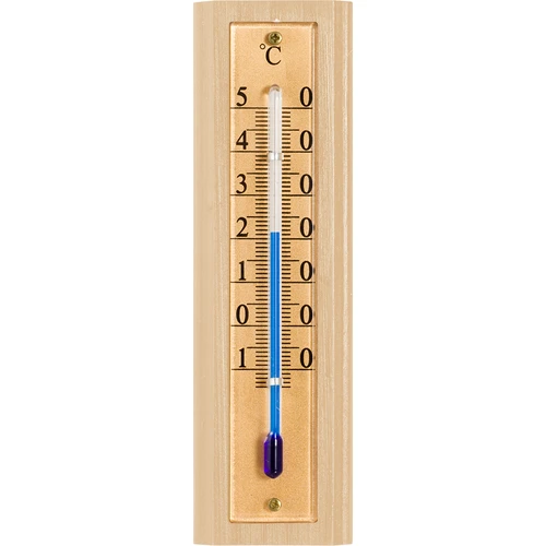 Kamertemperatuurmeter met gouden schaal (-10°C tot +50°C) 12cm - 2 ['binnen thermometer', ' kamertemperatuurmeter', ' thermometer voor binnen', ' huisthermometer', ' thermometer', ' houten kamertemperatuurmeter', ' thermometer met duidelijke schaal', ' thermometer om op te hangen', ' traditionele thermometer']