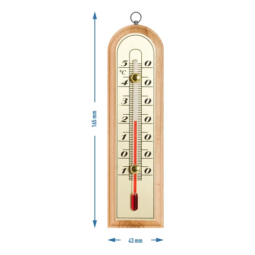 Kamertemperatuurmeter met gouden schaal (-10°C tot +50°C) 16cm - 2 ['binnen thermometer', ' kamertemperatuurmeter', ' thermometer voor binnen', ' huisthermometer', ' thermometer', ' houten kamertemperatuurmeter', ' thermometer met duidelijke schaal', ' thermometer met gouden schaal', ' thermometer om op te hangen', ' kleine thermometer']