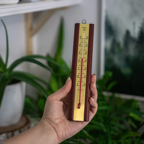 Kamertemperatuurmeter met gouden schaal (-40°C tot +50°C) 16cm mix - 3 ['binnen thermometer', ' kamertemperatuurmeter', ' thermometer voor binnen', ' huisthermometer', ' thermometer', ' houten kamertemperatuurmeter', ' thermometer met duidelijke schaal', ' thermometer met gouden schaal']