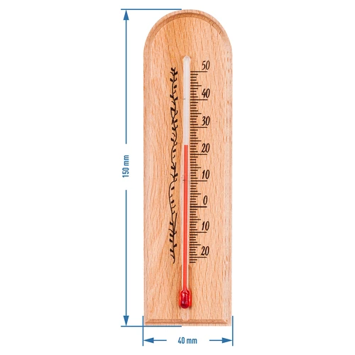 Kamertemperatuurmeter met patroon (-20°C tot +50°C) 15cm - 3 [': universele thermometer', ' binnenthermometer houten thermometer', ' thermometer', ' thermometer met duidelijke schaal', ' kamertemperatuurmeter', ' thermometer om op te hangen']