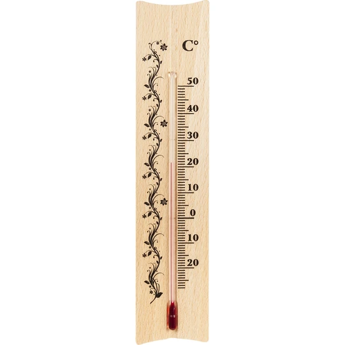 Kamertemperatuurmeter met patroon (-20°C tot +50°C) 18cm  - 1 ['binnen thermometer', ' kamertemperatuurmeter', ' thermometer voor binnen', ' huistemperatuurmeter', ' thermometer', ' houten kamertemperatuurmeter', ' thermometer met duidelijke schaal', ' thermometer met versterkte capillair']