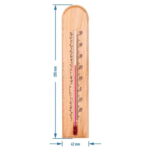 Kamertemperatuurmeter met patroon (-20°C tot +50°C) 20cm - 2 ['binnen thermometer', ' kamertemperatuurmeter', ' thermometer voor binnen', ' huisthermometer', ' thermometer', ' houten kamertemperatuurmeter', ' thermometer met duidelijke schaal', ' thermometer met versterkte capillair']