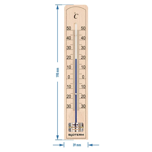 Kamertemperatuurmeter met versterkte capillaire bescherming (-30°C tot +50°C) 20cm - 2 ['binnen thermometer', ' kamertemperatuurmeter', ' thermometer voor binnen', ' huistemperatuurmeter', ' thermometer', ' houten kamertemperatuurmeter', ' thermometer met duidelijke schaal', ' thermometer met versterkte capillair']