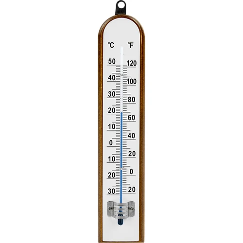 Kamertemperatuurmeter met witte schaal (-30°C tot +50°C) 20cm  - 1 ['binnen thermometer', ' kamertemperatuurmeter', ' thermometer voor binnen', ' huiskamertemperatuurmeter', ' thermometer', ' houten kamertemperatuurmeter', ' thermometer met duidelijke schaal', ' thermometer met dubbele schaal']