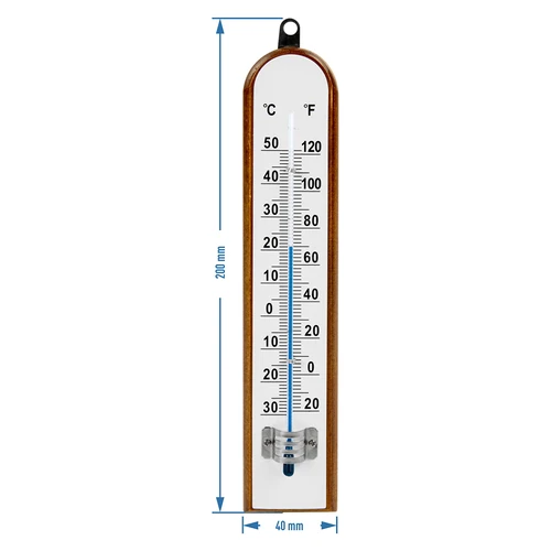 Kamertemperatuurmeter met witte schaal (-30°C tot +50°C) 20cm - 2 ['binnen thermometer', ' kamertemperatuurmeter', ' thermometer voor binnen', ' huiskamertemperatuurmeter', ' thermometer', ' houten kamertemperatuurmeter', ' thermometer met duidelijke schaal', ' thermometer met dubbele schaal']