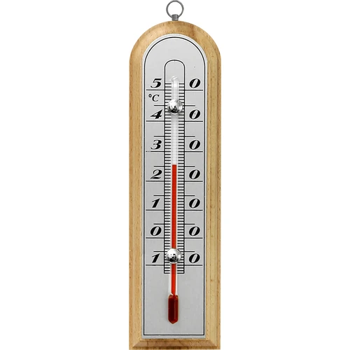 Kamertemperatuurmeter met zilveren schaal (-10°C tot +50°C) 16cm mix  - 1 ['binnen thermometer', ' kamertemperatuurmeter', ' thermometer voor binnen', ' huisthermometer', ' thermometer', ' houten kamertemperatuurmeter', ' thermometer met duidelijke schaal', ' thermometer met zilveren schaal', ' thermometer om op te hangen', ' traditionele thermometer']