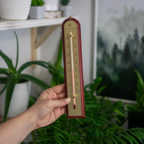 Kamerthermometer met gouden schaal (-10°C tot +60°C) 28cm mix - 6 ['binnen thermometer', ' kamerthermometer', ' thermometer voor binnen', ' huiskamerthermometer', ' thermometer', ' houten kamerthermometer', ' thermometer met duidelijke schaal', ' thermometer met gouden schaal', ' thermometer om op te hangen']