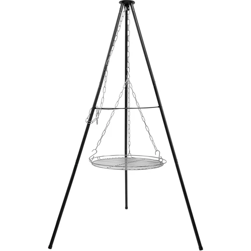 Kampvuur driepoot met rooster, 150 cm  - 1 ['driepoot voor kampvuur', ' kampvuurrooster', ' statief voor kampvuur', ' kampvuurgrill', ' rooster op driepoot', ' koken op kampvuur', ' driepootgrill', ' kamperen', ' outdoor toerisme', ' kampeeraccessoires', ' Hongaarse ketel', ' driepoot voor ketel', ' driepoot voor gietijzeren pan', ' koken in de buitenlucht', ' gerechten boven kampvuur', ' grillen in de open lucht', ' bakken boven kampvuur', ' kampvuuruitrusting', ' uitrusting voor de tuin', ' koken in de tuin', ' grillen in de tuin', ' gerechten van de grill', ' grillsaison', ' welke driepoot te kiezen']
