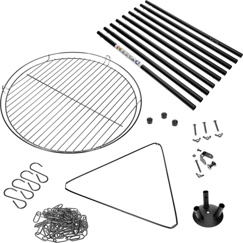 Kampvuur driepoot met rooster, 150 cm - 2 ['driepoot voor kampvuur', ' kampvuurrooster', ' statief voor kampvuur', ' kampvuurgrill', ' rooster op driepoot', ' koken op kampvuur', ' driepootgrill', ' kamperen', ' outdoor toerisme', ' kampeeraccessoires', ' Hongaarse ketel', ' driepoot voor ketel', ' driepoot voor gietijzeren pan', ' koken in de buitenlucht', ' gerechten boven kampvuur', ' grillen in de open lucht', ' bakken boven kampvuur', ' kampvuuruitrusting', ' uitrusting voor de tuin', ' koken in de tuin', ' grillen in de tuin', ' gerechten van de grill', ' grillsaison', ' welke driepoot te kiezen']
