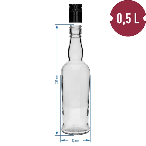 Kapiteinsfles 500 ml met schroefdop - 6 stuks - 5 ['whiskyfles', ' glazen fles', ' fles voor huiswijn', ' doorzichtige fles', ' fles met schroefdop', ' fles 500 ml', ' standaardfles']