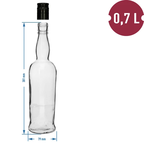Kapiteinsfles 700 ml met dop - 6 stuks - 5 ['whiskyfles', ' glazen fles', ' fles voor huiswijn', ' doorzichtige fles', ' fles met dop', ' fles 700ml']