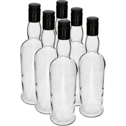 Kapiteinsfles 700 ml met dop - 6 stuks  - 1 ['whiskyfles', ' glazen fles', ' fles voor huiswijn', ' doorzichtige fles', ' fles met dop', ' fles 700ml']