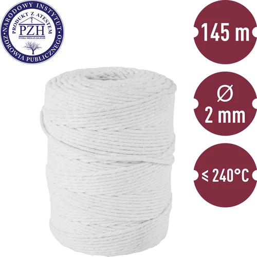 Katoenen slagerstouw wit (240°C) 145 m - 2 ['touw voor vleeswaren om vlees te binden', ' katoenen touw', ' voor roken', ' voor bakken', ' voor koken', ' slagerstouw', '']