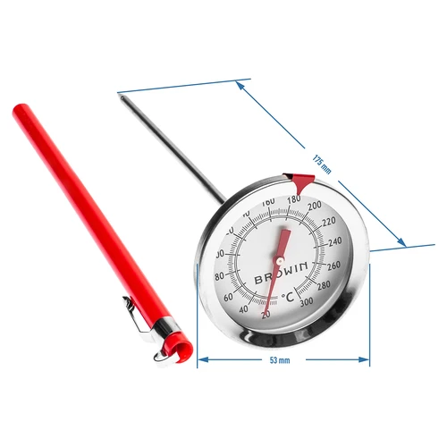Keukenthermometer (0°C tot +300°C) 17,5cm - 2 ['temperatuur', ' thermometer voor rokerij', ' rookthermometer', ' thermometer voor roken', ' thermometer voor bakken', ' thermometer voor oven', ' thermometer voor fornuis', ' culinaire thermometer', ' keukenthermometer', ' thermometer voor koken', ' gastronomische thermometer', ' voedselthermometer', ' thermometer met twee temperatuursensoren', ' gecertificeerde thermometer', ' voedselthermometer met sonde', ' vleesthermometer', ' thermometer met sonde', ' keukenthermometer met sonde', ' vleessonde']
