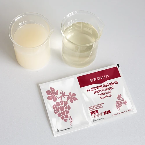 Klarowin Duo Rapid - chitosan + kiezelzuur, 65 g - 3 ['klarowin', ' voor het klaren van wijn', ' klaringsmiddel', ' middel tegen troebelheid in wijn', ' chitosan voor klaren', ' kiezelzuur voor klaren', ' klaringsmiddel 24 u']