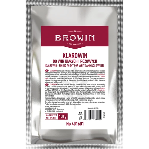 Klarowin - klaringsmiddel 100 g  - 1 ['voor het klaren van wijnen en sappen', ' voor witte en roséwijnen', ' voor het verwijderen van troebelheid', ' bentoniet', ' huisgemaakte wijn', ' heldere wijn']