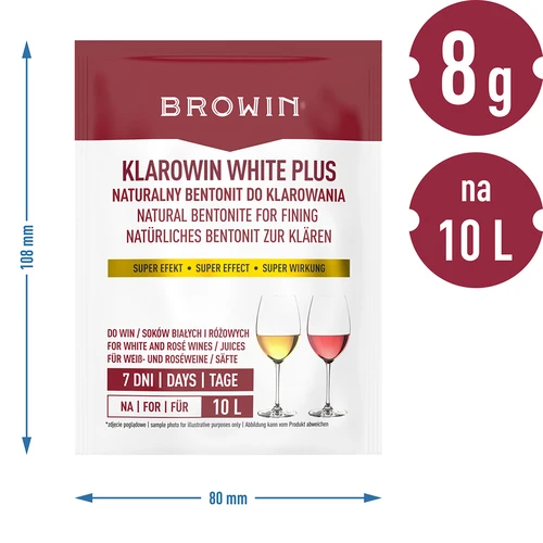 Klarowin White Plus - klaringsmiddel 8 g - 5 ['klaringsmiddel voor wijn', ' klaringsmiddel', ' Klarowin voor wijn', ' voor het klaren van wijn', ' wijnmaakaccessoires', ' huisgemaakte wijn', ' witte wijn', ' roséwijn', ' voor het klaren van sappen', ' klaren van sappen']