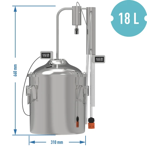Klassieke Convex Distilleerder 18 L - 1 opvangbak - 8 ['Browin distilleerder', ' modulaire distilleerders', ' distilleerder met opvangbakken', ' modulaire distilleerder', ' opvangbakken voor distilleerder', ' zuivere distillaat', ' distilleerset', ' bolle deksel', ' convex deksel', ' distilleercontainer met deksel', ' distillatieset', ' uitbreidbare distillatieset', ' distillatie op verschillende warmtebronnen']