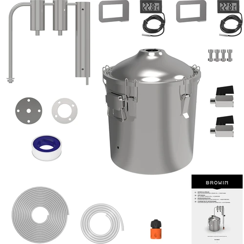 Klassieke Convex Distilleerder 30 L - 2 opvangbakken - 3 ['Browin distilleerder', ' modulaire distilleerders', ' distilleerder met opvangbakken', ' modulaire distilleerder', ' opvangbakken voor distilleerder', ' zuivere distillaat', ' distilleerset', ' bolle deksel', ' convex deksel', ' distilleercontainer met deksel', ' distillatieset', ' uitbreidbare distilleerset', ' distillatie op verschillende warmtebronnen']