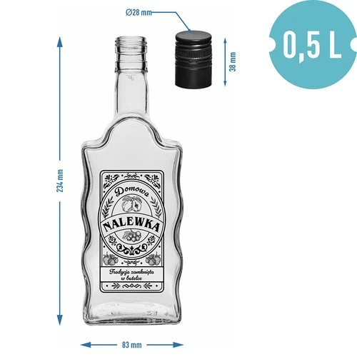 Klasztorna fles 500 ml met schroefdop, opdruk "Nalewka", 1 stuk - 5