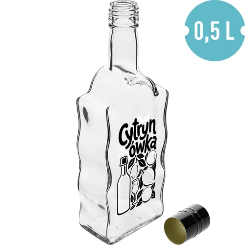 Klasztorna-fles 500 ml met schroefdop en opdruk „Cytrynówka”, model 1 - 2