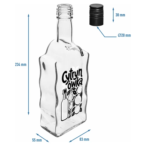 Klasztorna-fles 500 ml met schroefdop en opdruk „Cytrynówka”, model 1 - 5