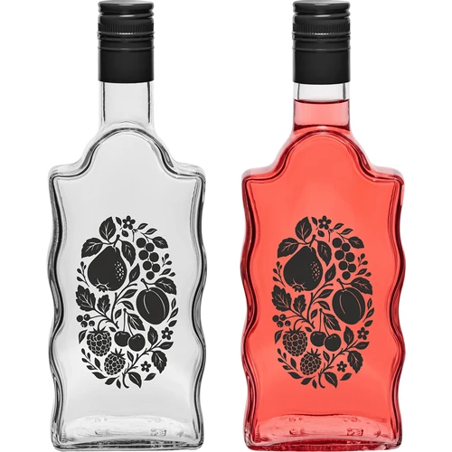 Klasztorna-fles 500 ml met schroefdop en opdruk 'Fruit', motief 1 - 3